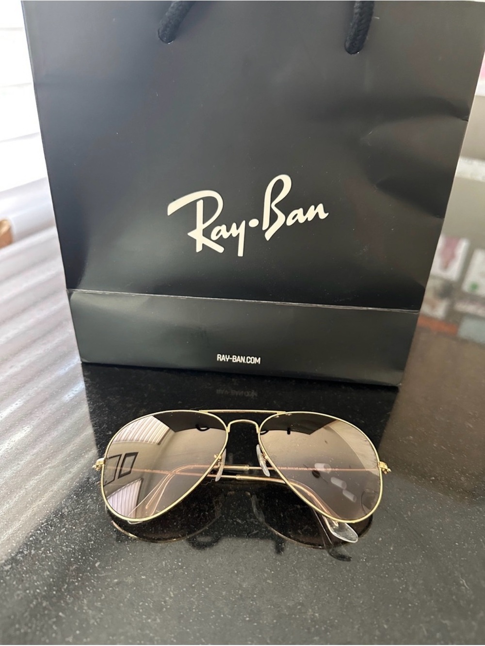 Ray-Ban Gold Aviator Sunglasses with Brown Lenses